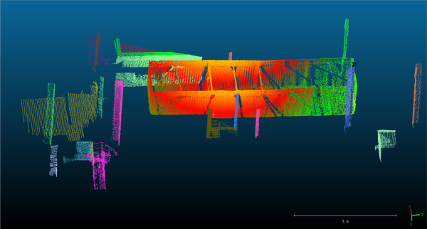 Raw LiDAR point cloud data of a truck captured for volume measurement