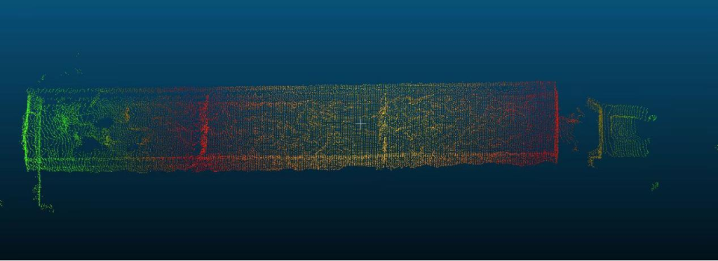 Point cloud data visualization of a truck bed captured by Vi LiDAR’s 3D vision system.
